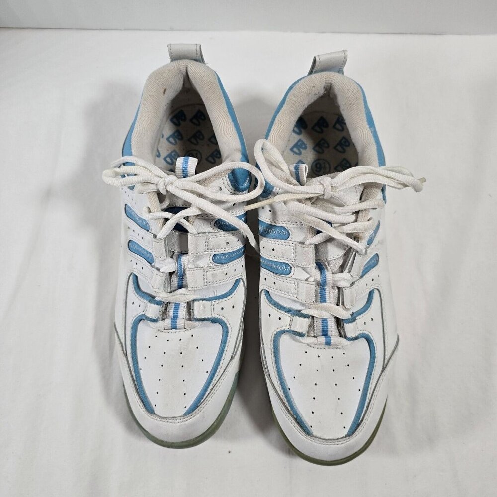 Brunswick Womens Athletic Bowling Shoes White/Blue Low Top Lace Up Size 9.5